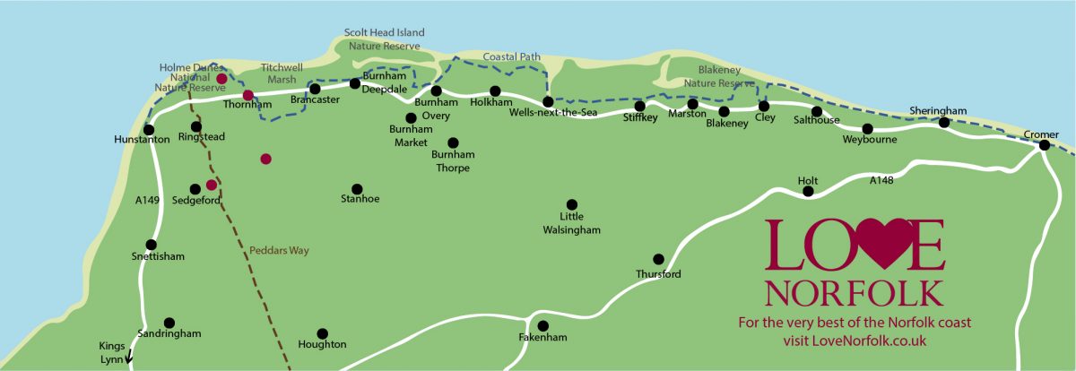 Norfolk Coast Map Lovenorfolk.co .uk  1200x414 